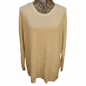 Sonoma 1X Cream Waffle Knit Tunic Sweater Long Sleeve Plus Size